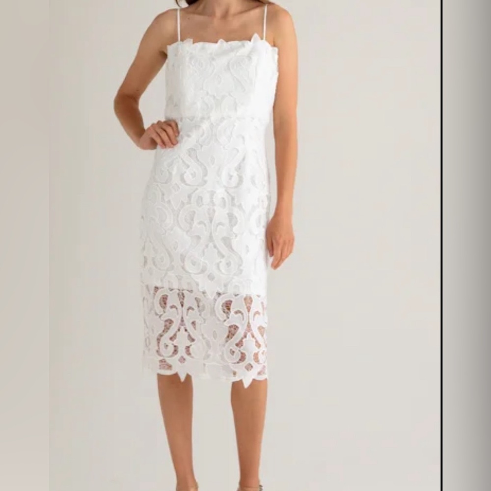 Bardot Lina Lace Midi Sheath Formal Ivory Dress Size 10 NEW